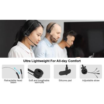 Wireless Noise-Cancelling Headset With Mic Black