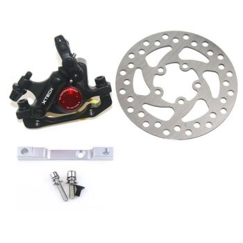 Upgraded 3-in-1 Scooter Brake & Seat Set for Xiaomi M365 Pro - Red Brake + Silver Adapter