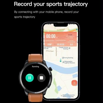 1.39 Inch Ip67 Waterproof Leather Band Smart Watch Supports Bluetooth Call / Blood Oxygen / Body Temperature Monitoring - Black