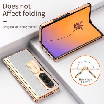 For Samsung Galaxy Z Fold4 5G Premium Litchi Leather Hinged Phone Case - With Pen - Green