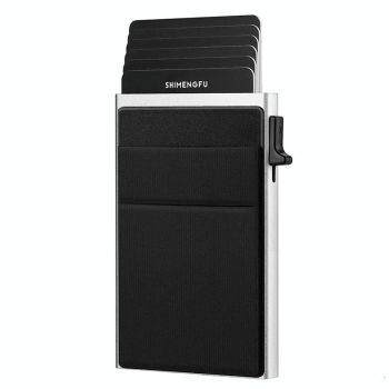 Men Slim Metal Rfid Blocking Wallet - Black