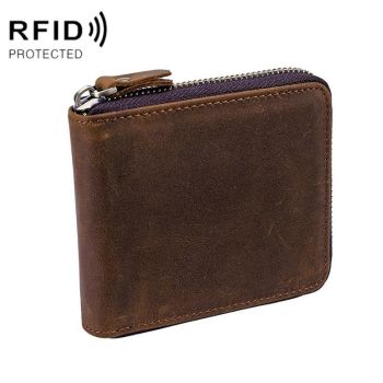 Leather Rfid Zip Wallet - Blocking Compact - Vertical 2