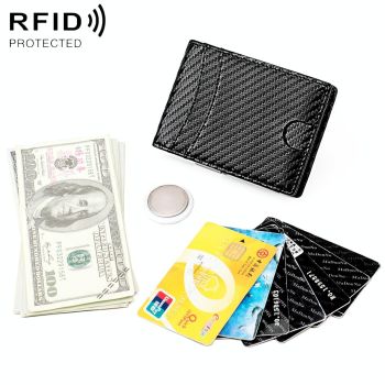 Leather Wallet with Rfid and Tracker Pocket for Men - Black Orange