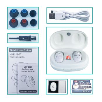 Compact In Ear Hearing Aid Amplifier White