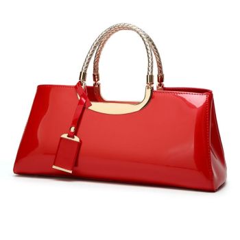Patent Leather Shoulder Bag for Women - Glue Closure - White