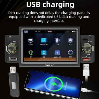 5 Inch Car Mp5 Inch Player With Carplay / Android Auto - Black