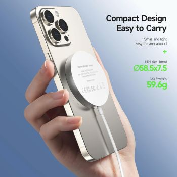 15W Magnetic Suction Wireless Charger White