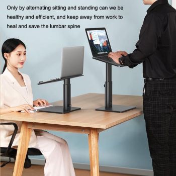 Black Portable Aluminum Laptop Support - Lifting and Raising