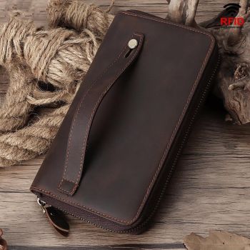 Leather Rfid Men Wallet - Coffee Multi-card