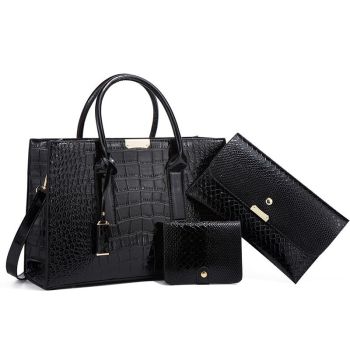 Stylish 3-in-1 Snakeskin Diagonal Handbag - Fashionable and Versatile - Red
