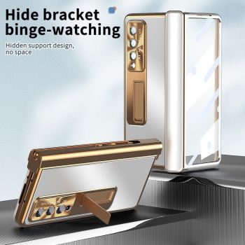 For Samsung Galaxy Z Fold4 5G Shockproof Aluminum Double Hinge Case - Silver