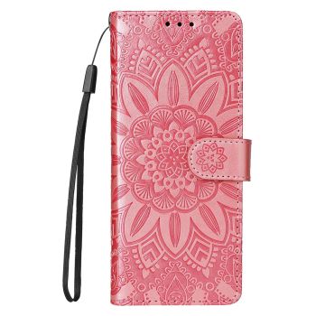 For Samsung Galaxy Z Fold4 5G Sunflower Embossed Leather Phone Case - Red
