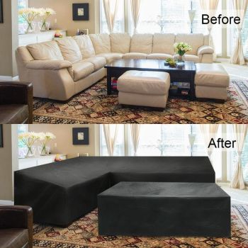 Waterproof Outdoor Corner Sofa Cover - 155x95x68 Black