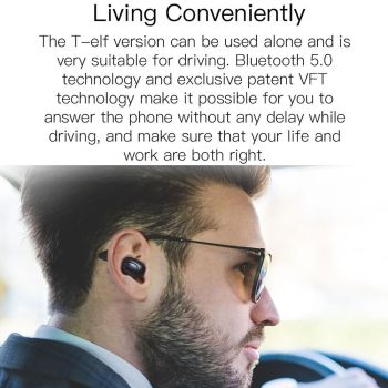 Bluetooth 5.0 Wireless Earbuds with Charging Case - Black