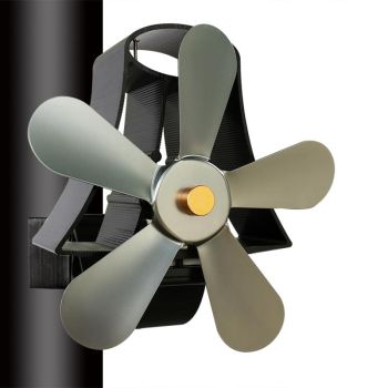 High Temp 5-blade Heat Powered Stove Fan for Fireplaces - Black