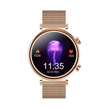 Women Smart Watch With Bt Call Health Tracking And Sos - Compact And Stylish - Silver White Leather