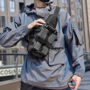 Waterproof Men Crossbody Waist Pack Gray