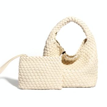 Apricot Hand Woven 2-in-1 Shoulder Bag - Brown