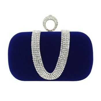 Embellished u Shape Evening Clutch for Ladies - Banquet Ready - Red