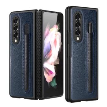 For Samsung Galaxy Z Fold4 5G Litchi Texture Hinge Case - Grey
