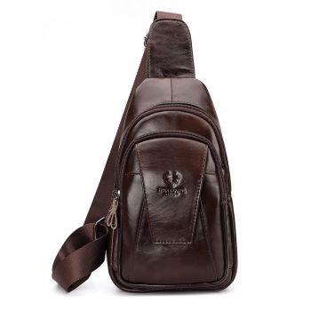 Leather Men Shoulder Bag Compact & Stylish - Yellow Brown