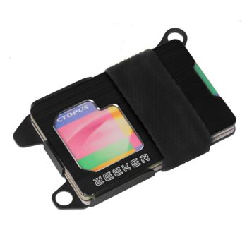 Rfid Metal Card Holder Compact Edc Wallet - Green Cloth Belt