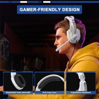 2.1M Gaming Headset With Mic Kotion Each G9000 Plus - Black White