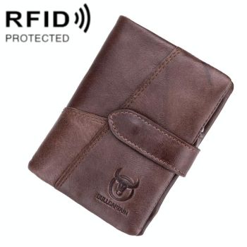 Men Vertical Cowhide Wallet with Rfid Blocking - Yellow Brown