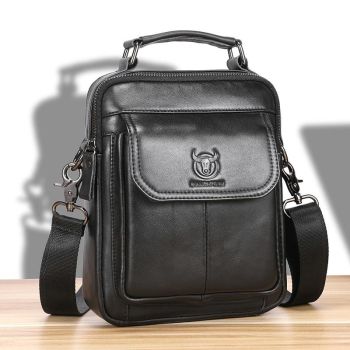 Large Capacity Retro Cowhide Crossbody Bag - Coffee
