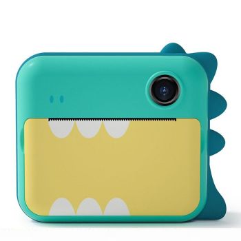 Instant Camera for Kids with Dual-lens Mini Print Green Dinosaur Design - Pink Cat No Card