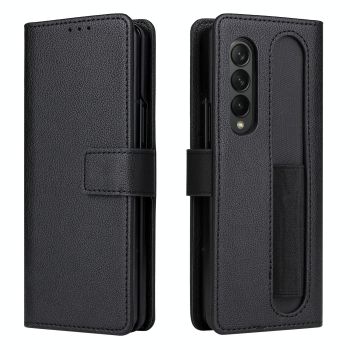 For Samsung Galaxy Z Fold4 5G Leather Flip Case With Pen Slot - Pink