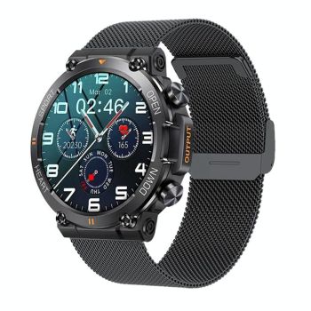 Steel Strap Wristband With Heart Rate And Blood Pressure Monitoring - Black Three Strains