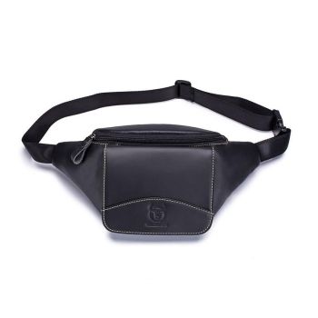 Large Capacity Cowhide Waist Bag For Men - Yellow Brown