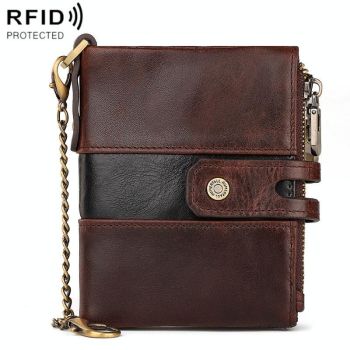 Retro Mens Coin Purse with Rfid Protection - Orange