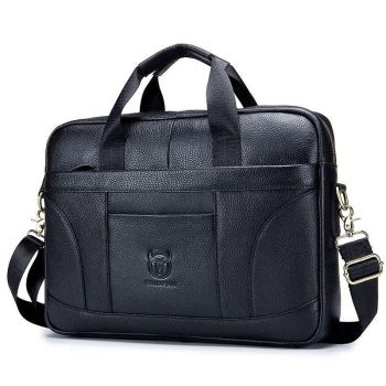 Large Capacity Retro Cowhide Briefcase - Brown