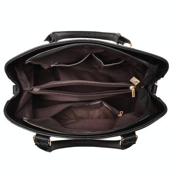 Women Leather Messenger Handbag - Stylish and Functional - Gray