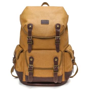 Travel-ready Retro Canvas Backpack - Spacious Design - Black