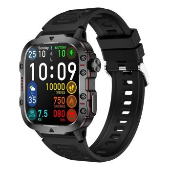 1.96 Inch Colour Screen Smart Watch Silicone Strap Support Bluetooth Call - Khaki