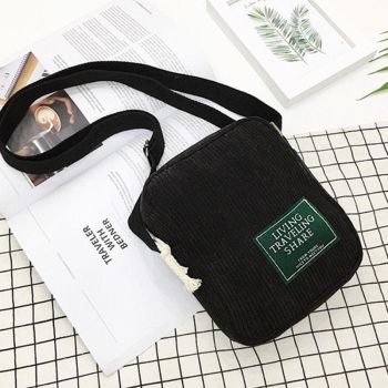 Striped Velvet Crossbody Bag Versatile & Simple - Pink