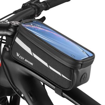 7 Mountain Bike Front Beam Phone Bag - Black Gray