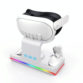 Meta Quest 3 Vr Charging Stand with Grip - Black