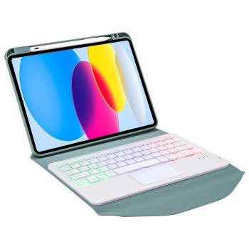 Touchpad Bluetooth Keyboard Leather Tablet Case With Pen Slot And Backlight - Pink