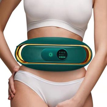 Hot Compress Abdominal Massage Belt For Menstrual Relief Green - White