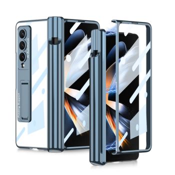 For Samsung Galaxy Z Fold4 5G Shockproof Magnetic Case With Pen Slots - Silver