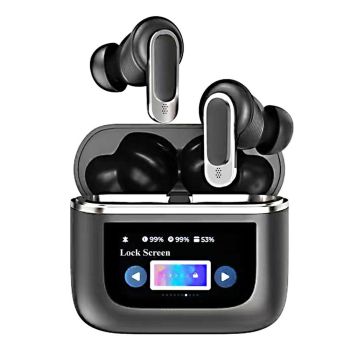 Wireless Bluetooth Earphones with Touch Screen and Active Noise Reduction - Gold