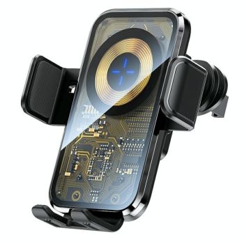 15w Fast Car Vent Wireless Charger with Intelligent Induction - Silver