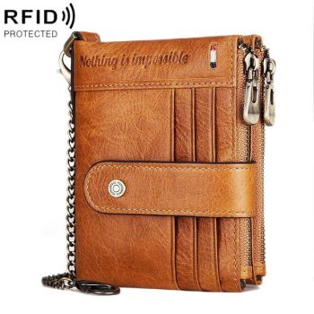 Men Leather Rfid Wallet - Secure & Stylish - Dark Brown