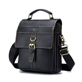 Retro Leather Men Shoulder Bag First Layer Cowhide - Yellow Brown