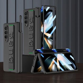 For Samsung Galaxy Z Fold4 5G Foldable Phone Case With Magnetic Hinge And Wrist Strap - Portable And Secure - Green