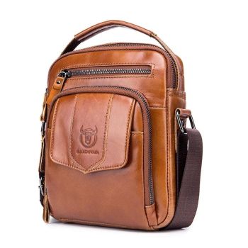 Retro Leather Shoulder Bag For Men Large Capacity - Brown